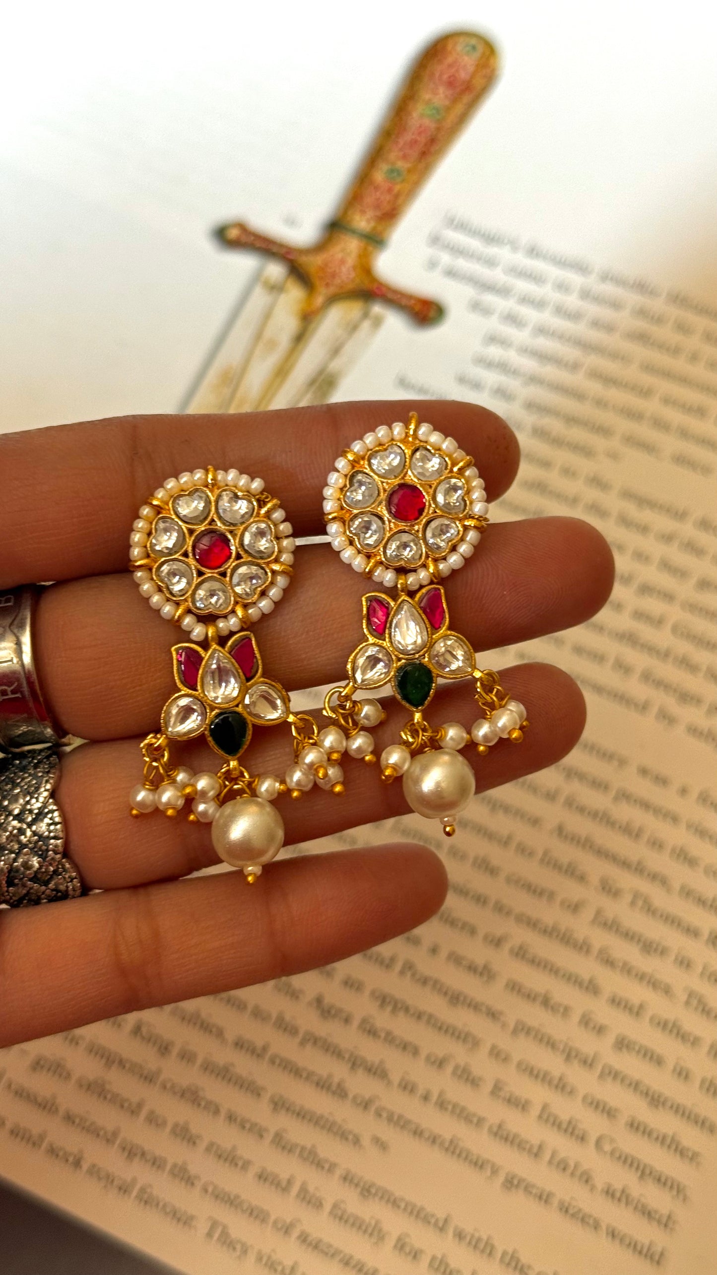 Rani pink paachi earrings