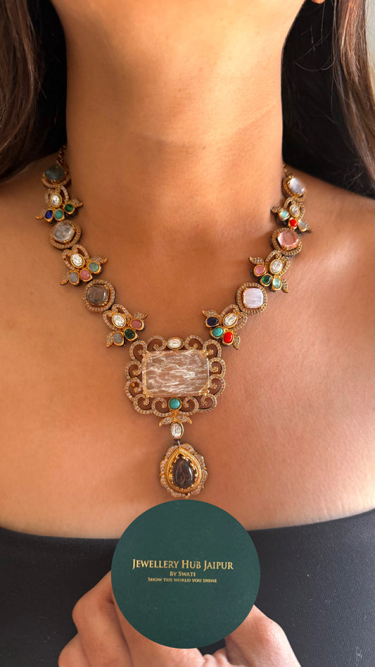 Sabyasachi inspired vintage navratna necklace