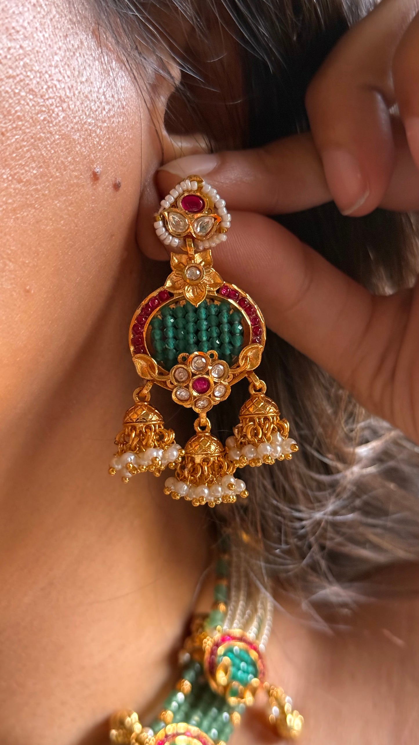 Lord radha krishna inspired temple Necklace