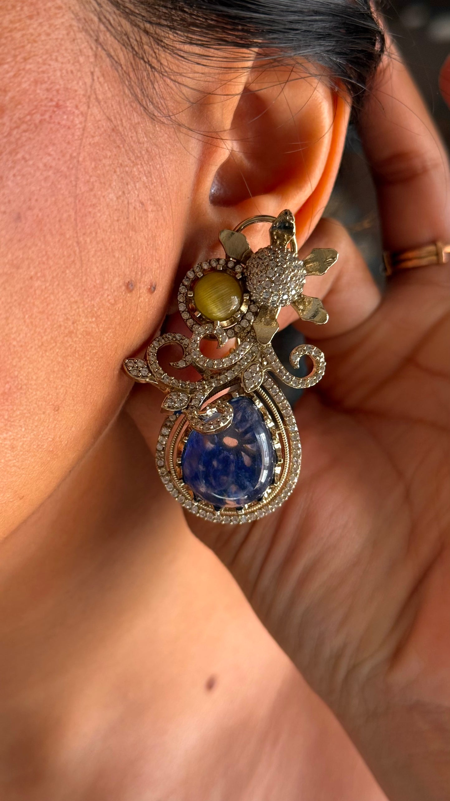 Sapphire doublet drop victorian sabyasachi inspired necklace