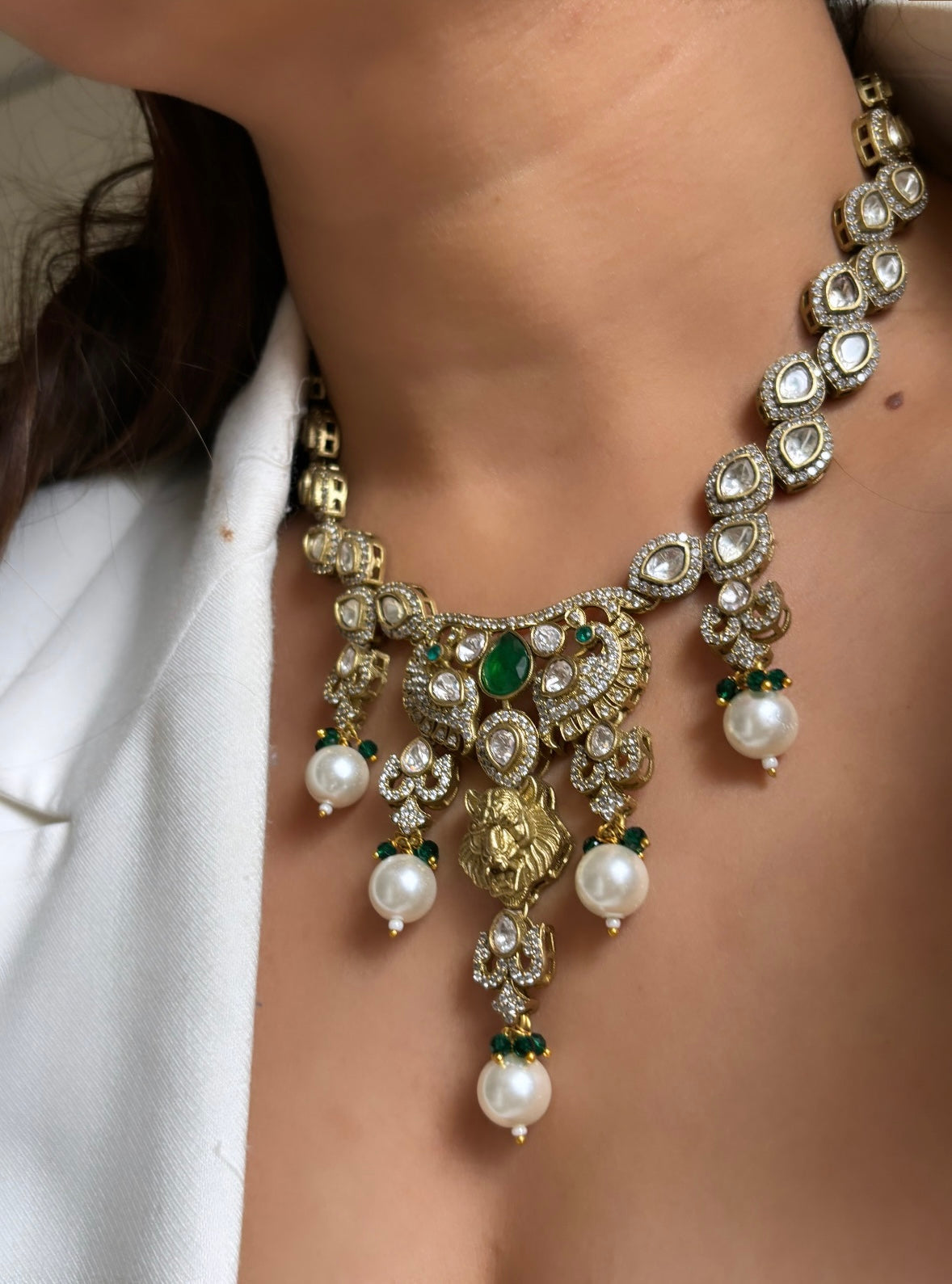 Sabyasachi leopard Emerald Necklace