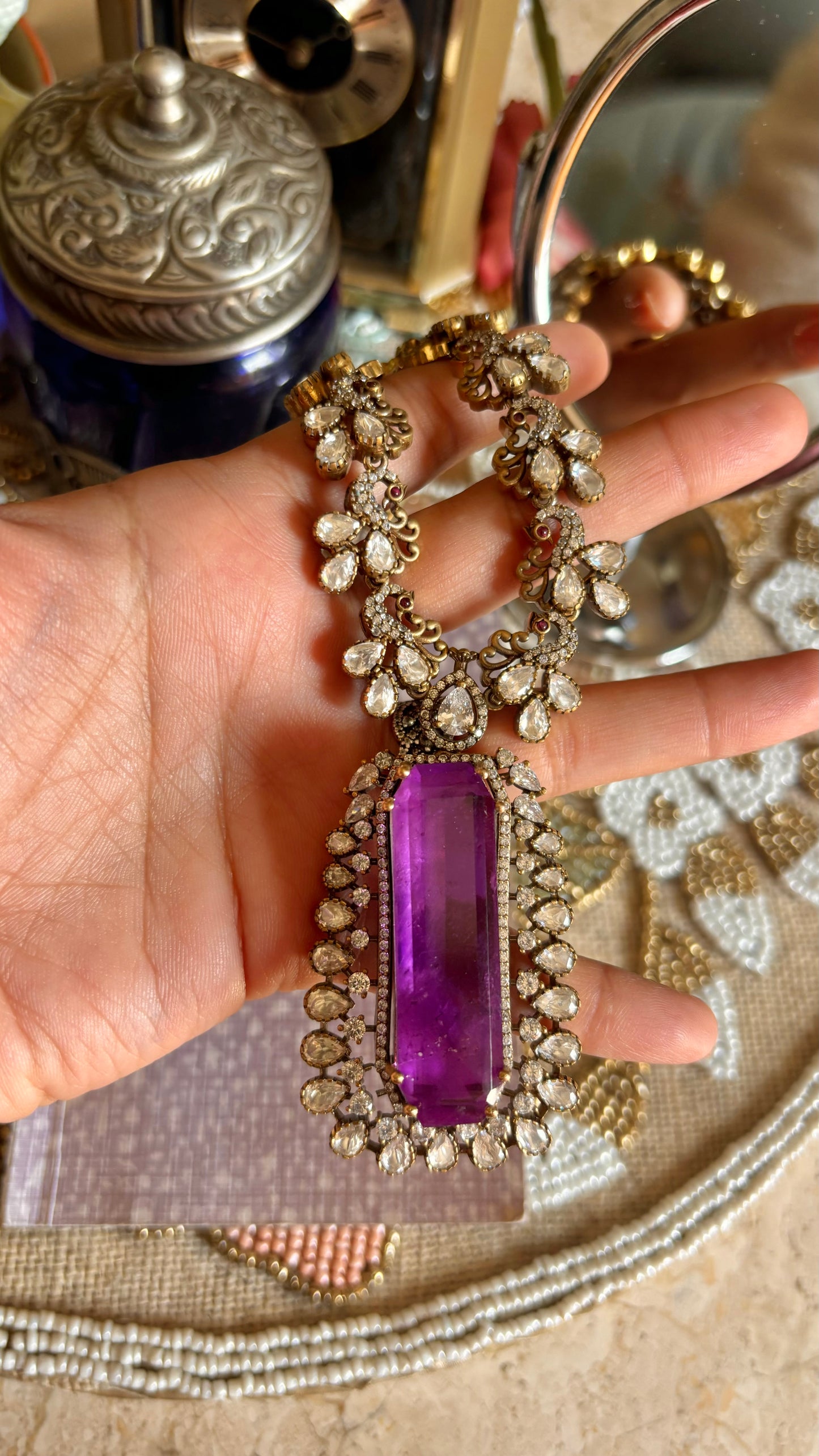 Preet Tanzanite necklace with earrings