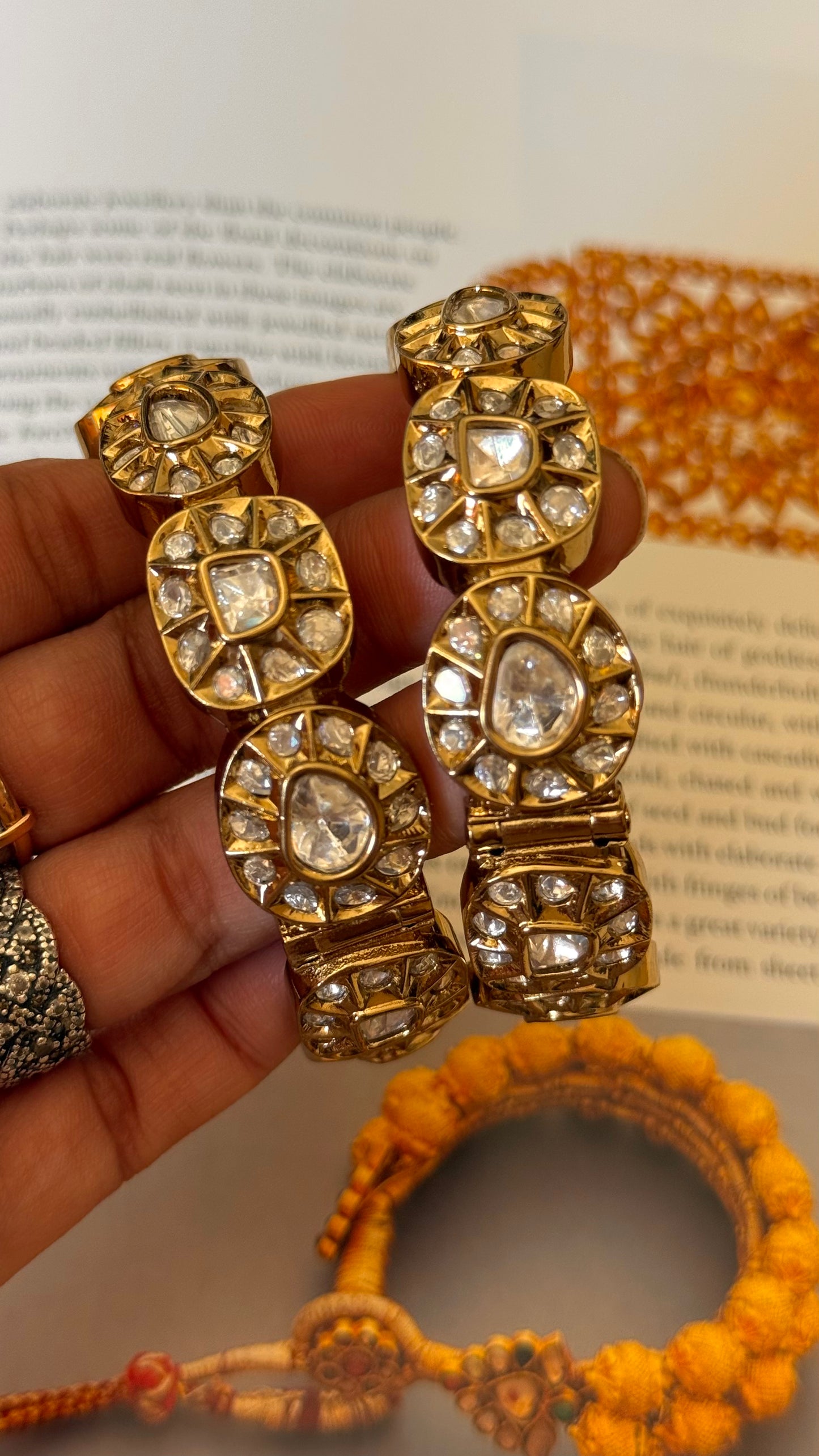 Real Moissanite Victorian uncut polki bangles