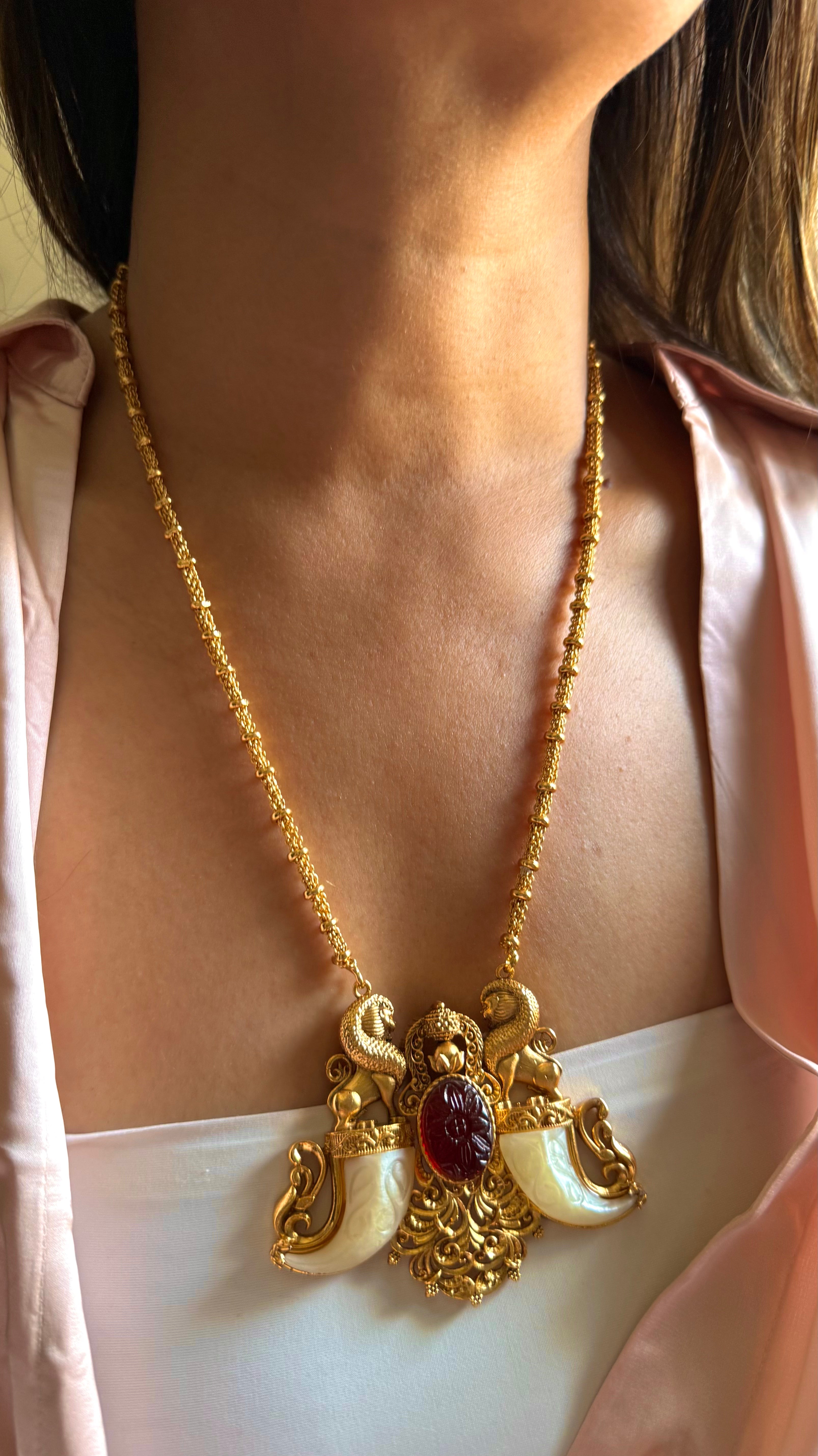 Sabhyasachi inspired ruby inlay pendant