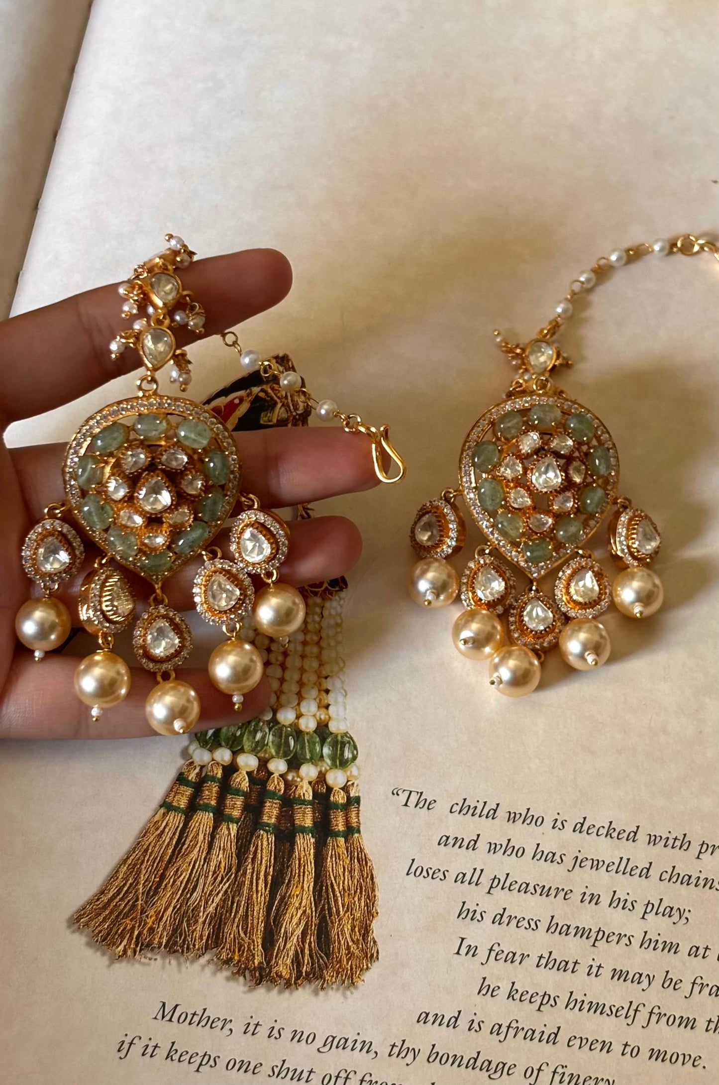 Mint real moissanite with drops Earrings
