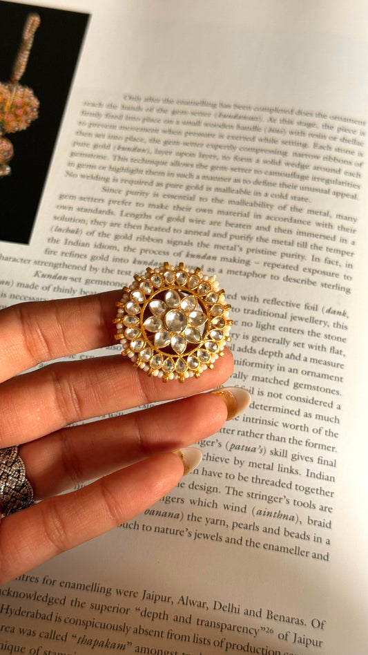 Paachi Floral kundan adjustable ring