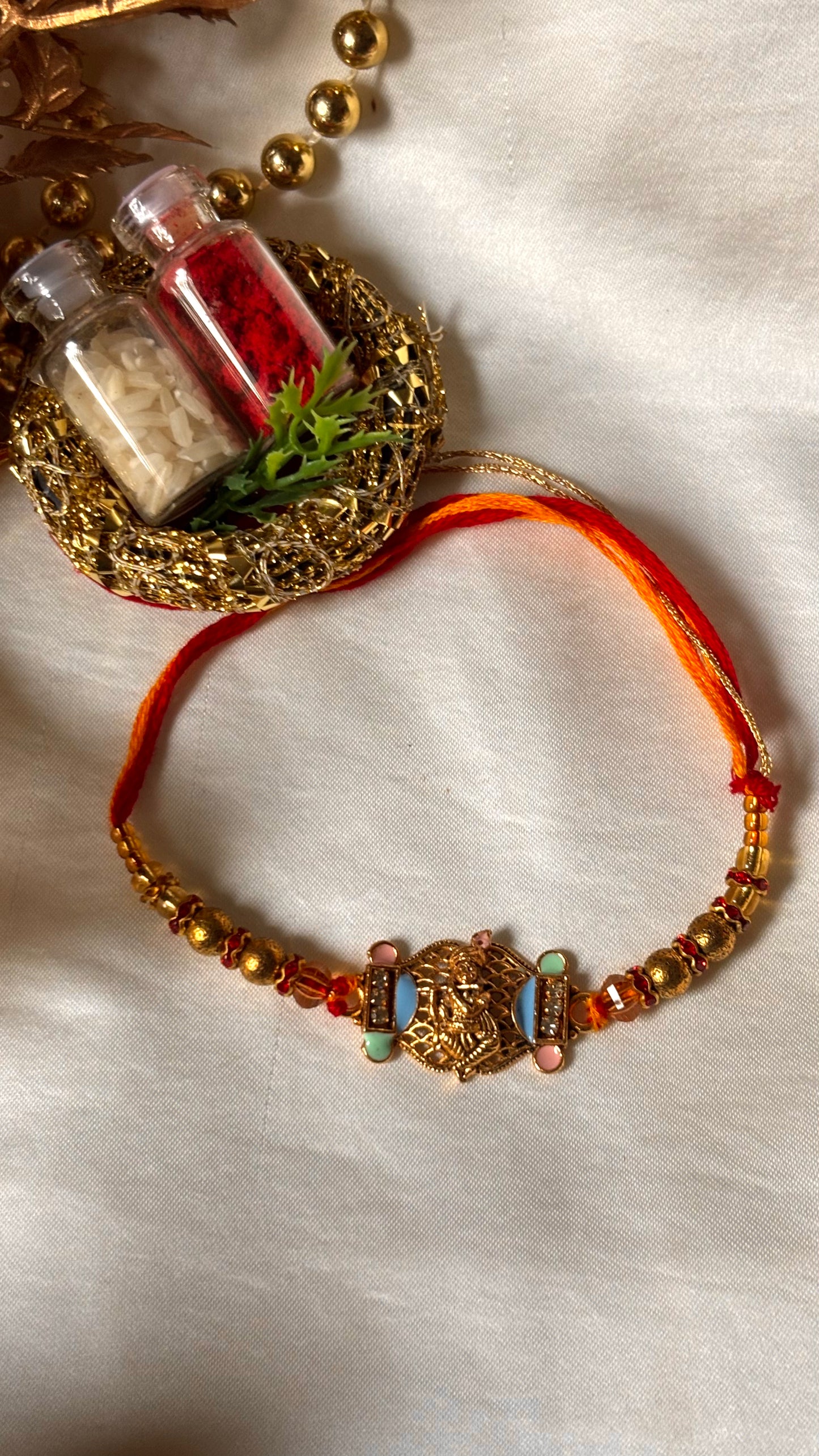 Lord Krishna inspired heritage rakhi ( shipping will be extra )