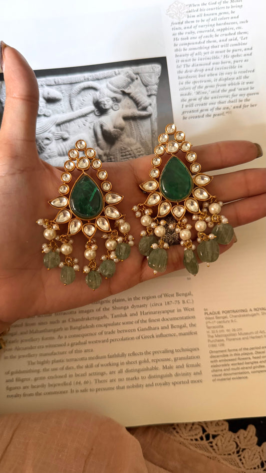 Emerald & mint moissanite earrings