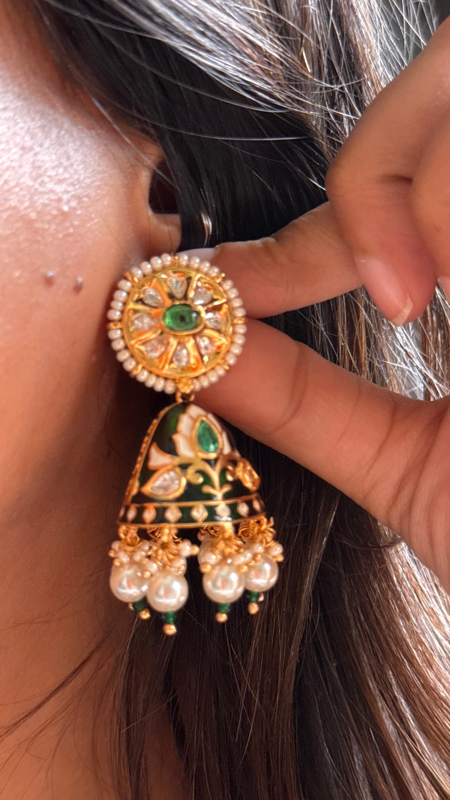 Emerald & ruby with Meenakari haslii