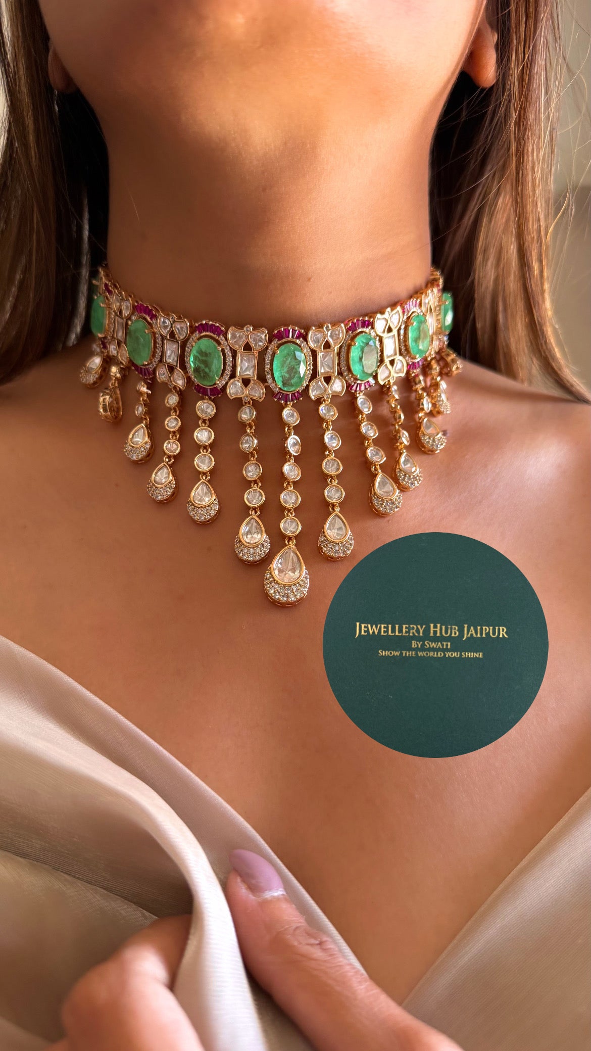 Prithika Choker mint necklace with earrings