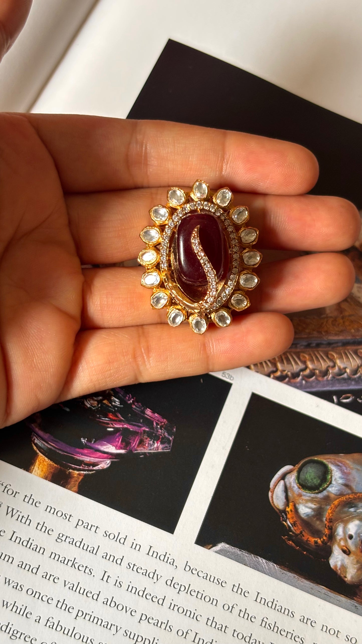 Ruby doublet cz carving ring