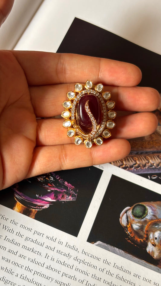 Ruby doublet cz carving ring