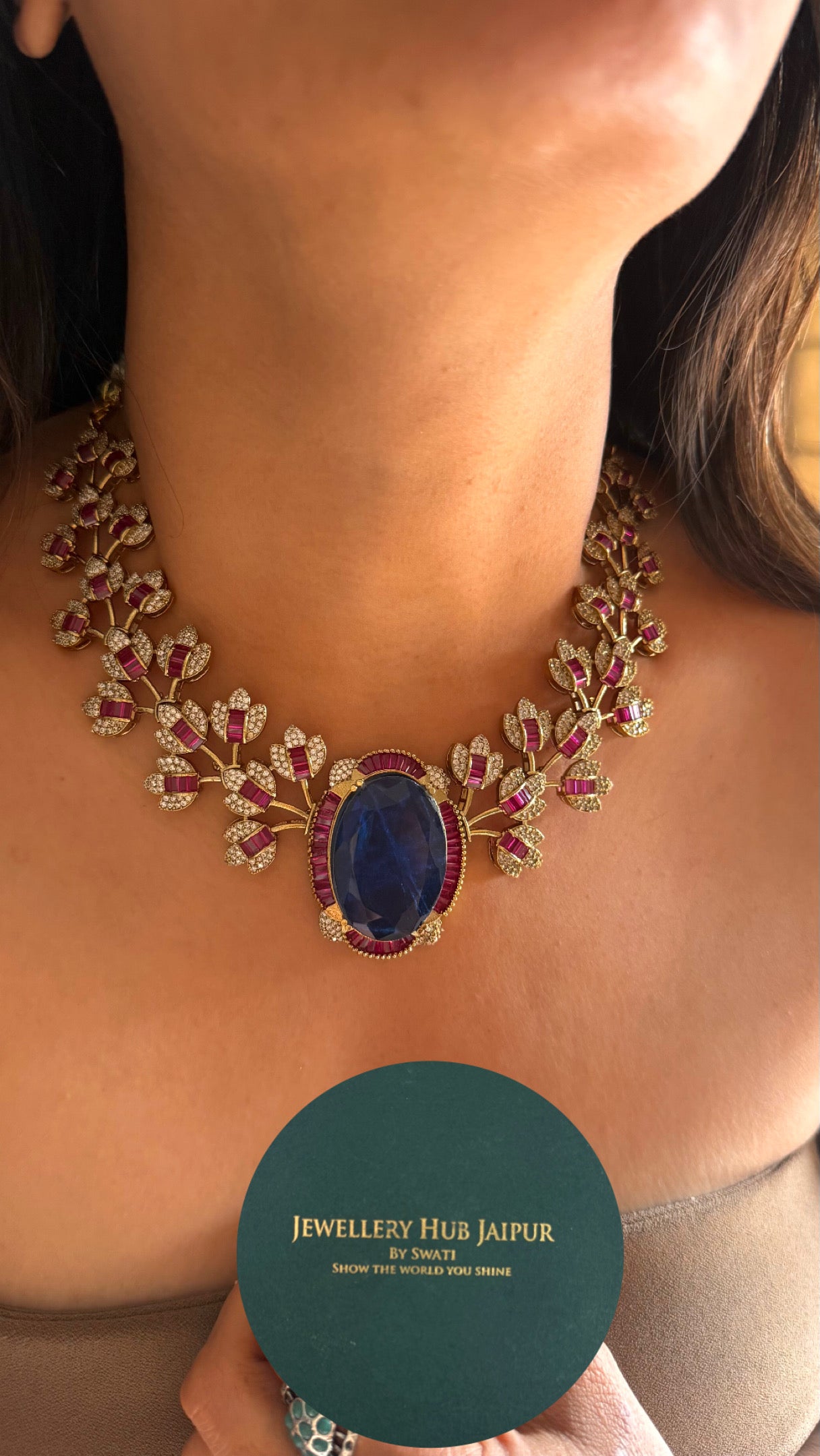 Bridal Asia Rani pink & sapphire designer Necklace