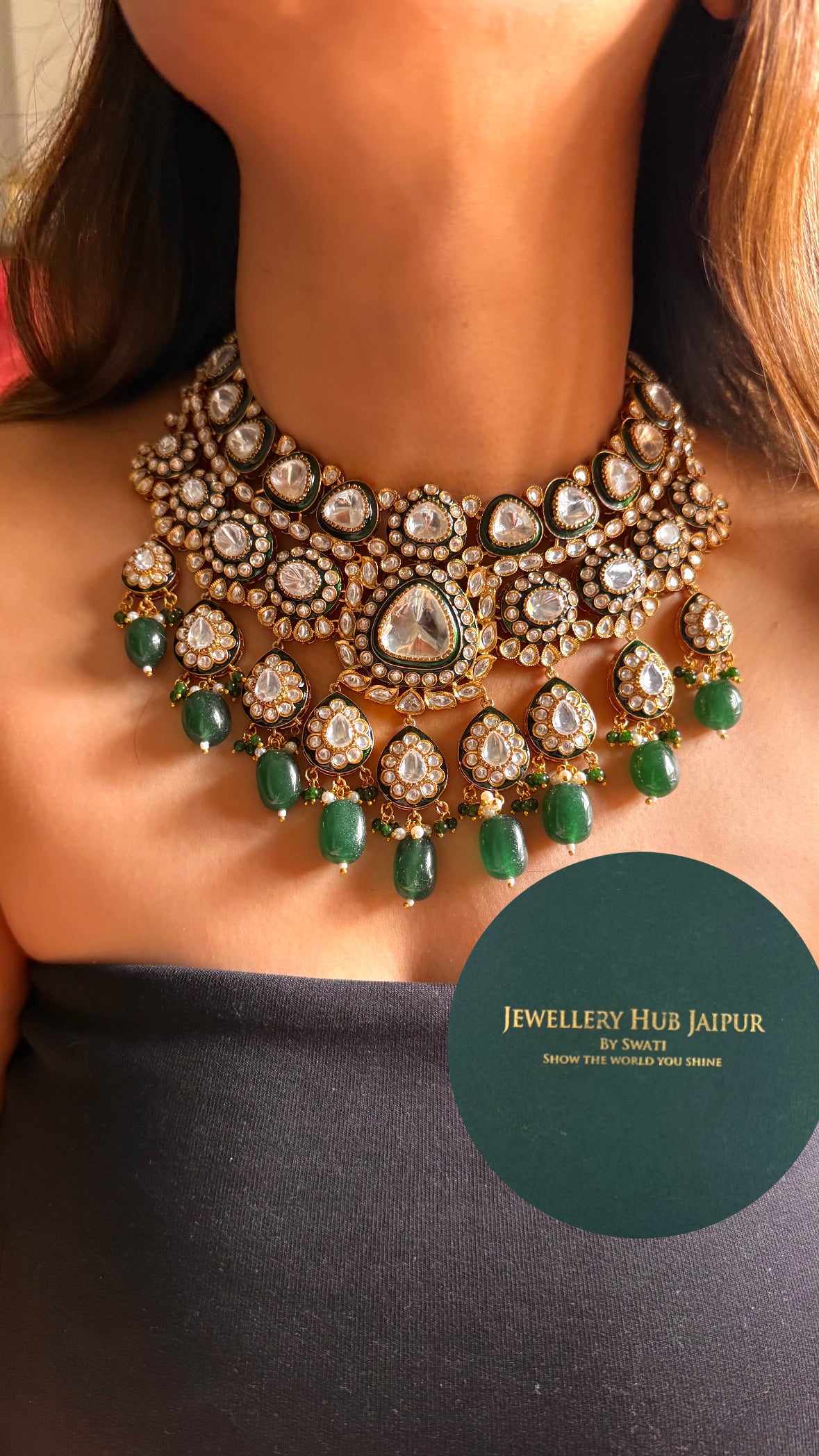 Kumudini Moissanite Polki necklace