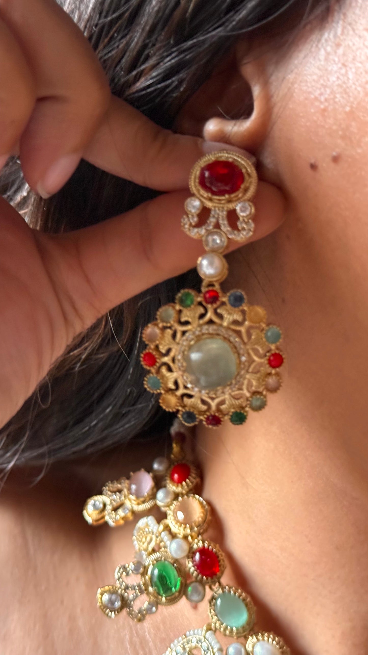 Sabyasachi inspired navratna(mint) Necklace