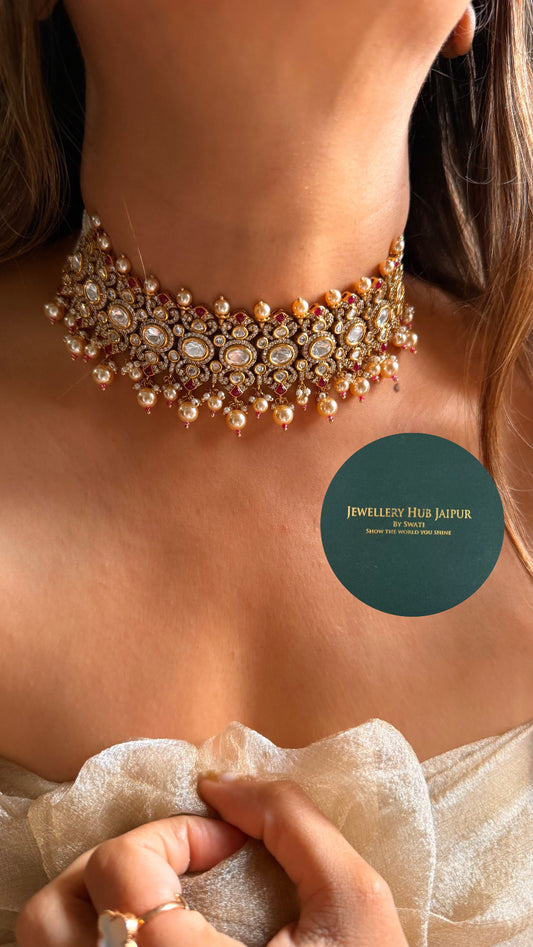 Heritage Ruby & moissanite victorian choker set