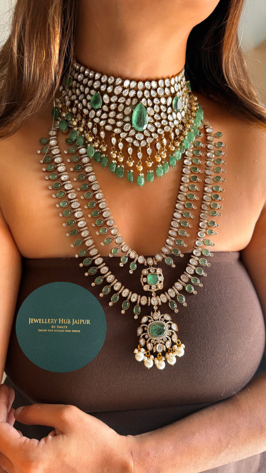 Mint doublet moissanite bridal sets