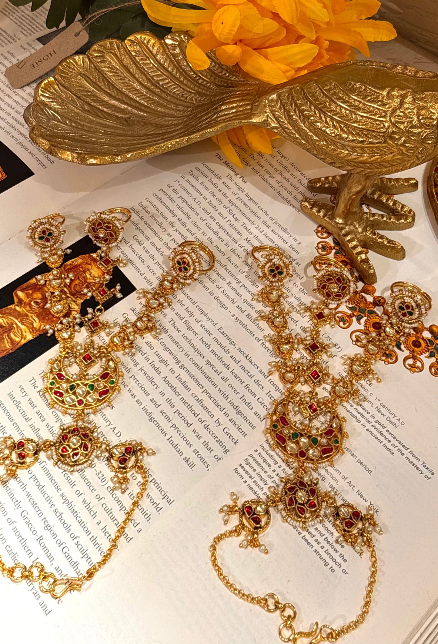 Paachi kundan heritage rajwada triple finger hathphool