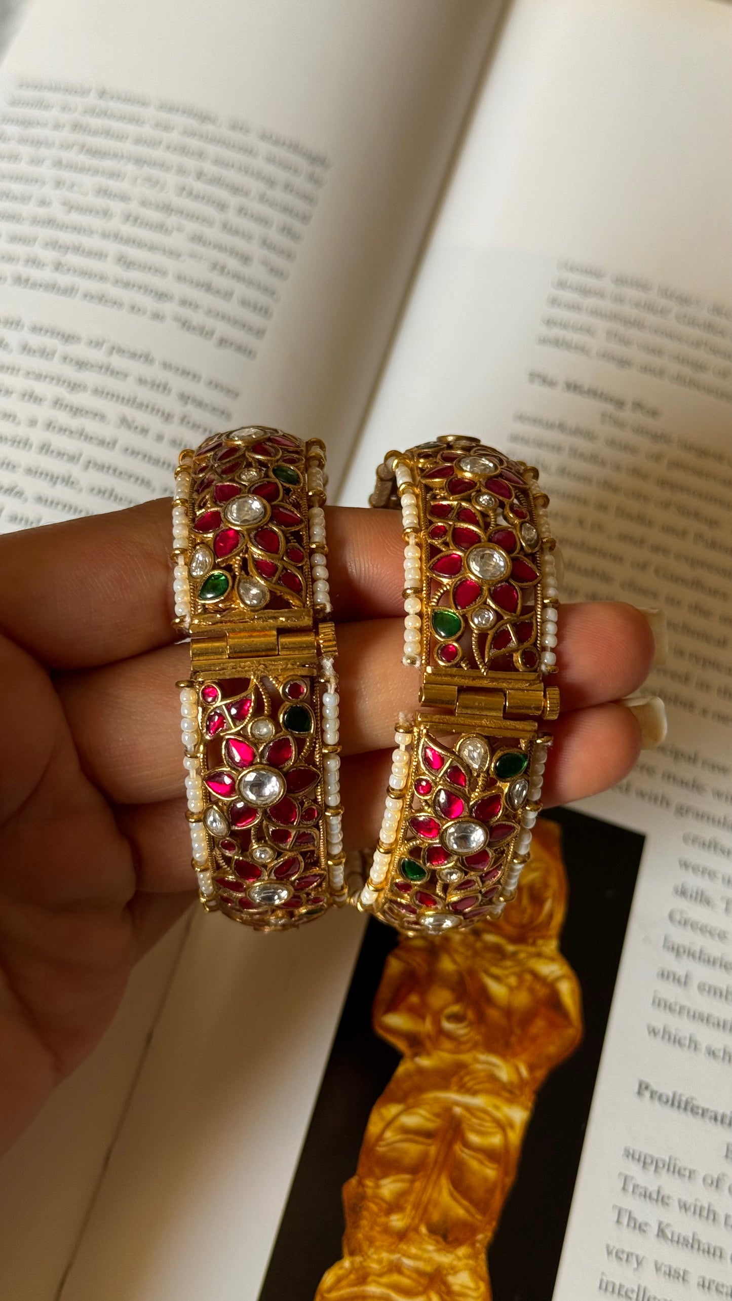 Ruby & emerald paachi jadau bangles