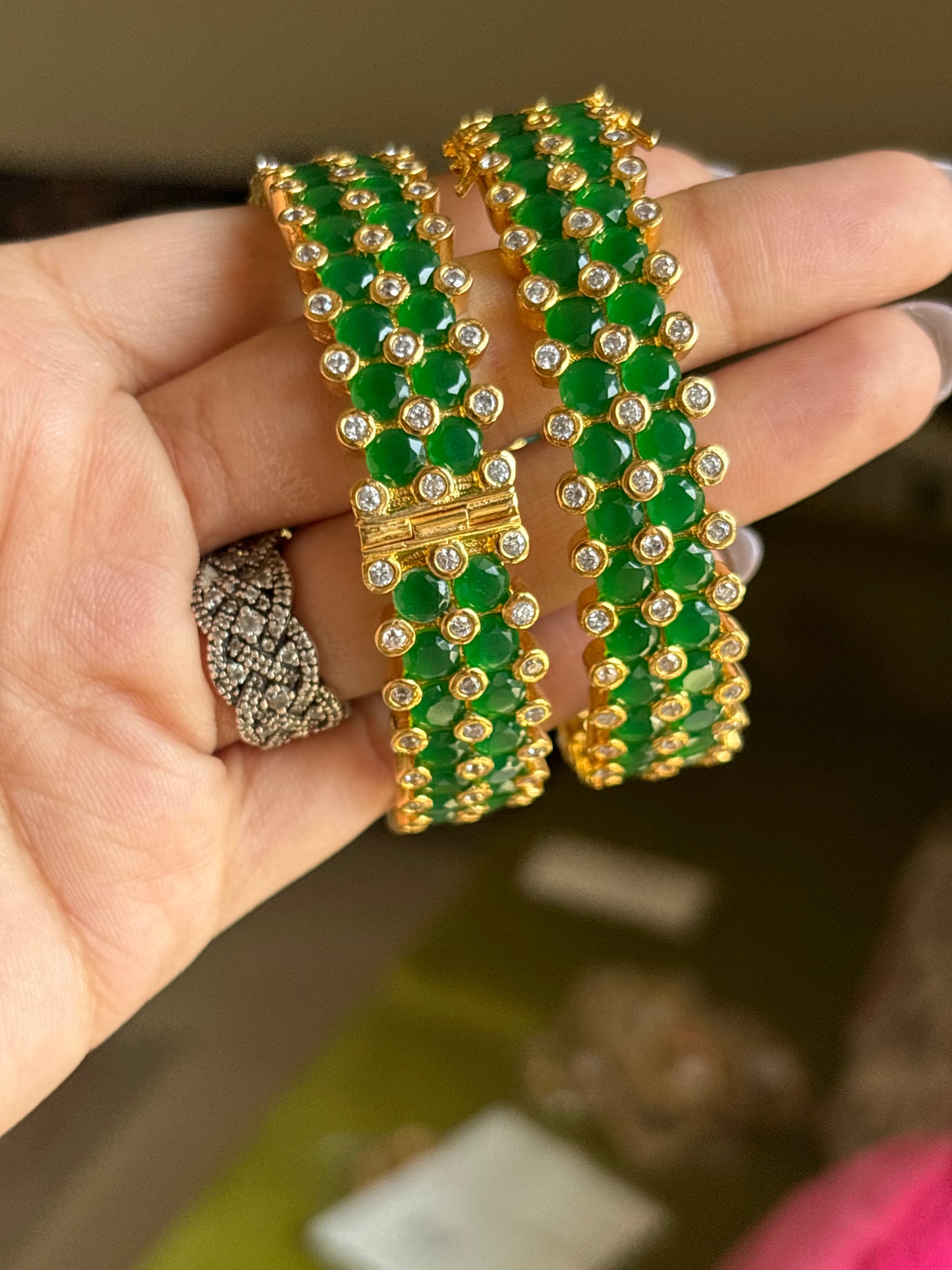 Emerald openable bangles