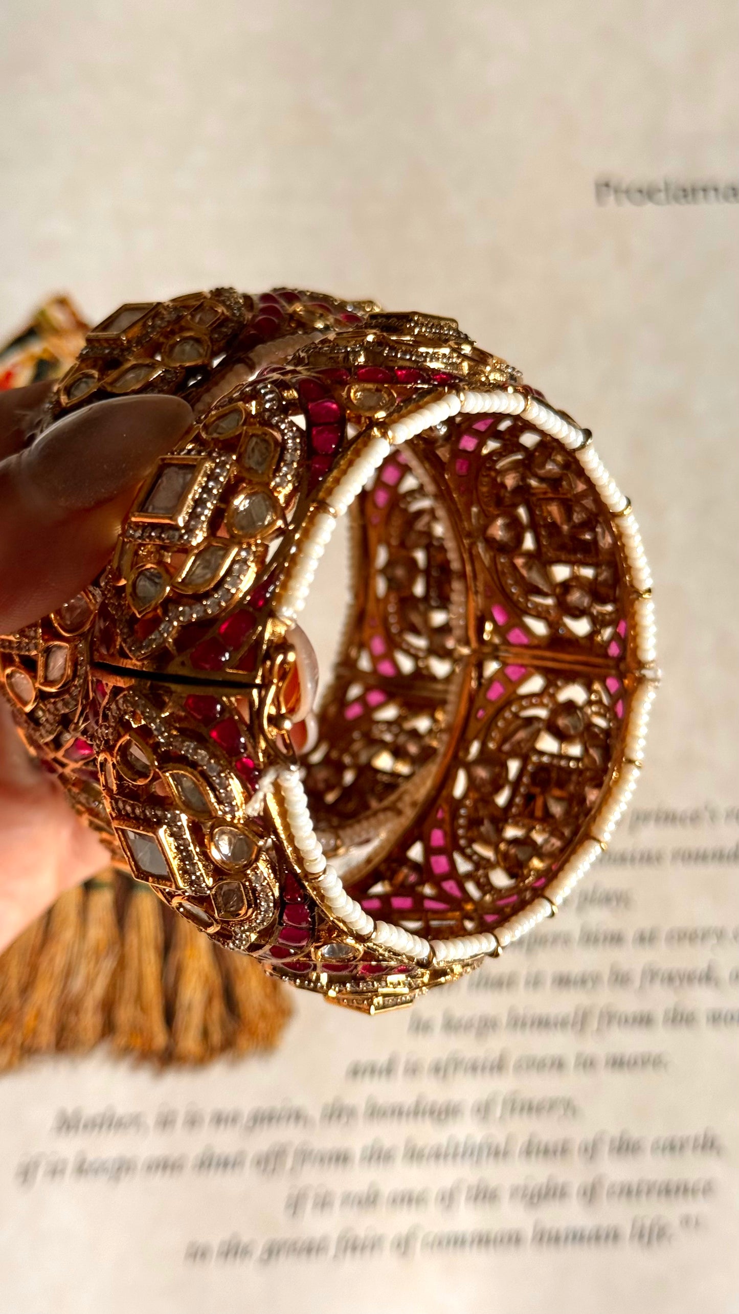 Rani pink moissanite golden bangle