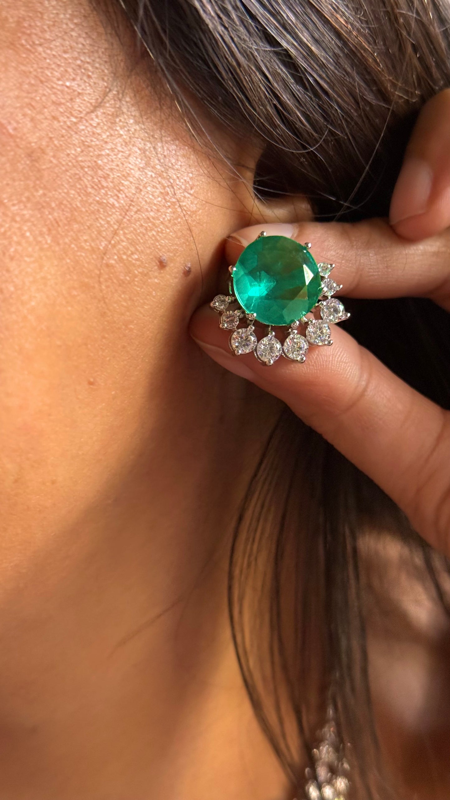 Mint doublet triple layer cz diamond minimalist necklace