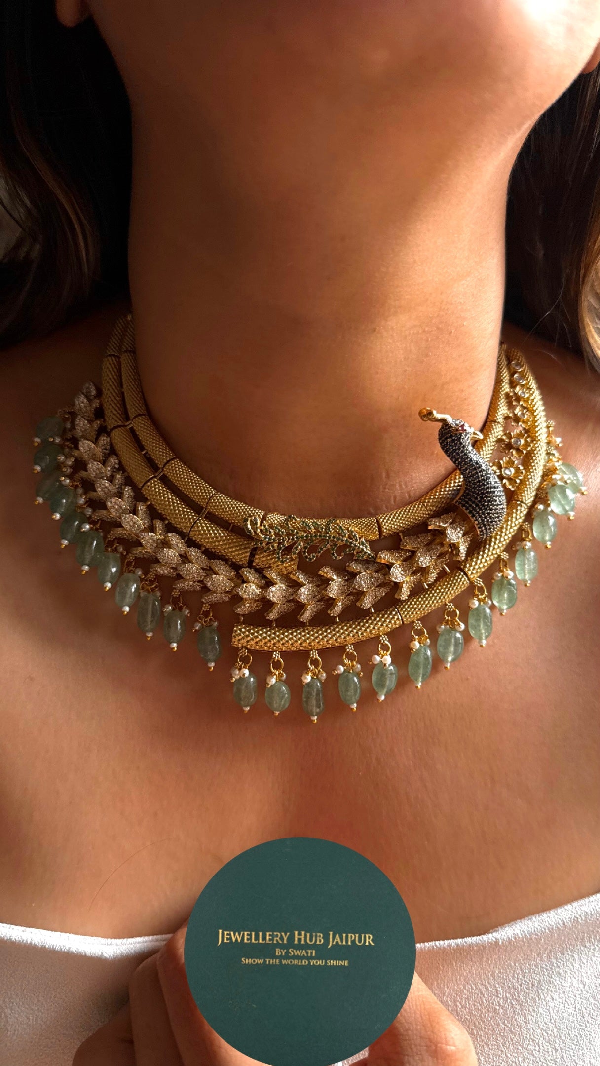 Sapphire peacock diamond cocktail Necklace
