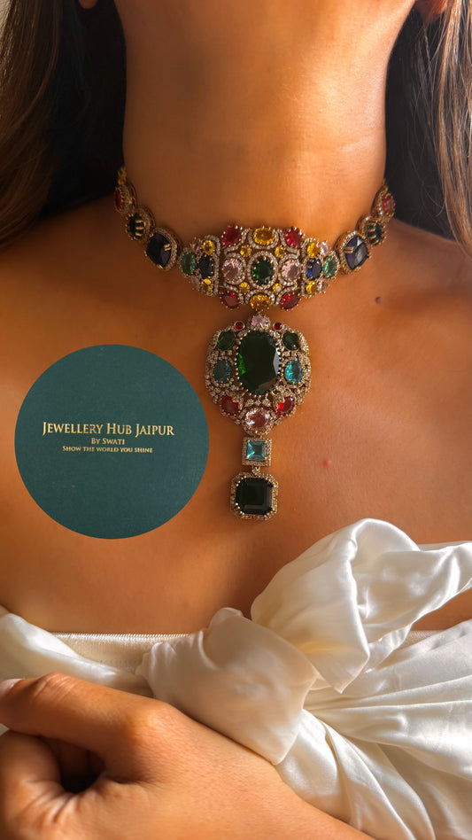 Sabyasachi inspired navratna choker set