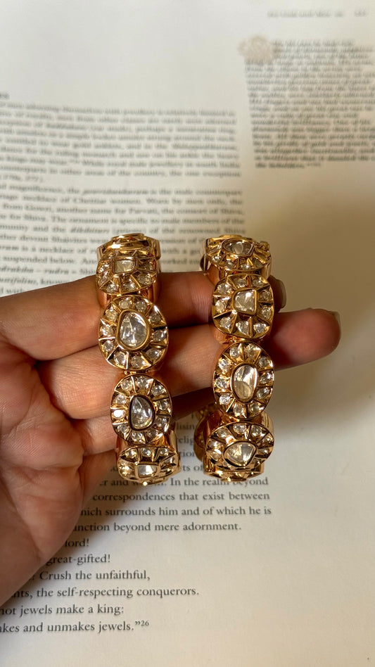 Real moissanite uncut polki gold shine Bangles