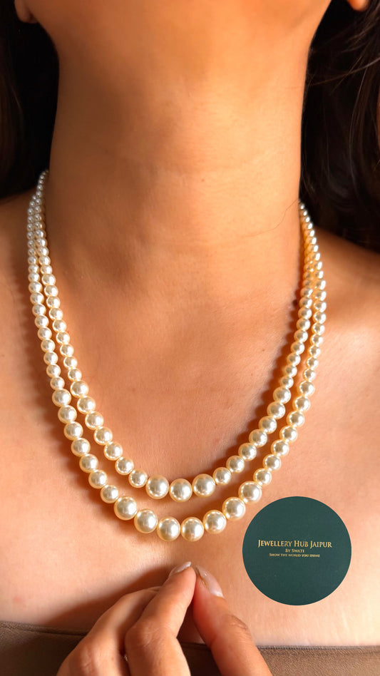 Dual layer pearl necklace