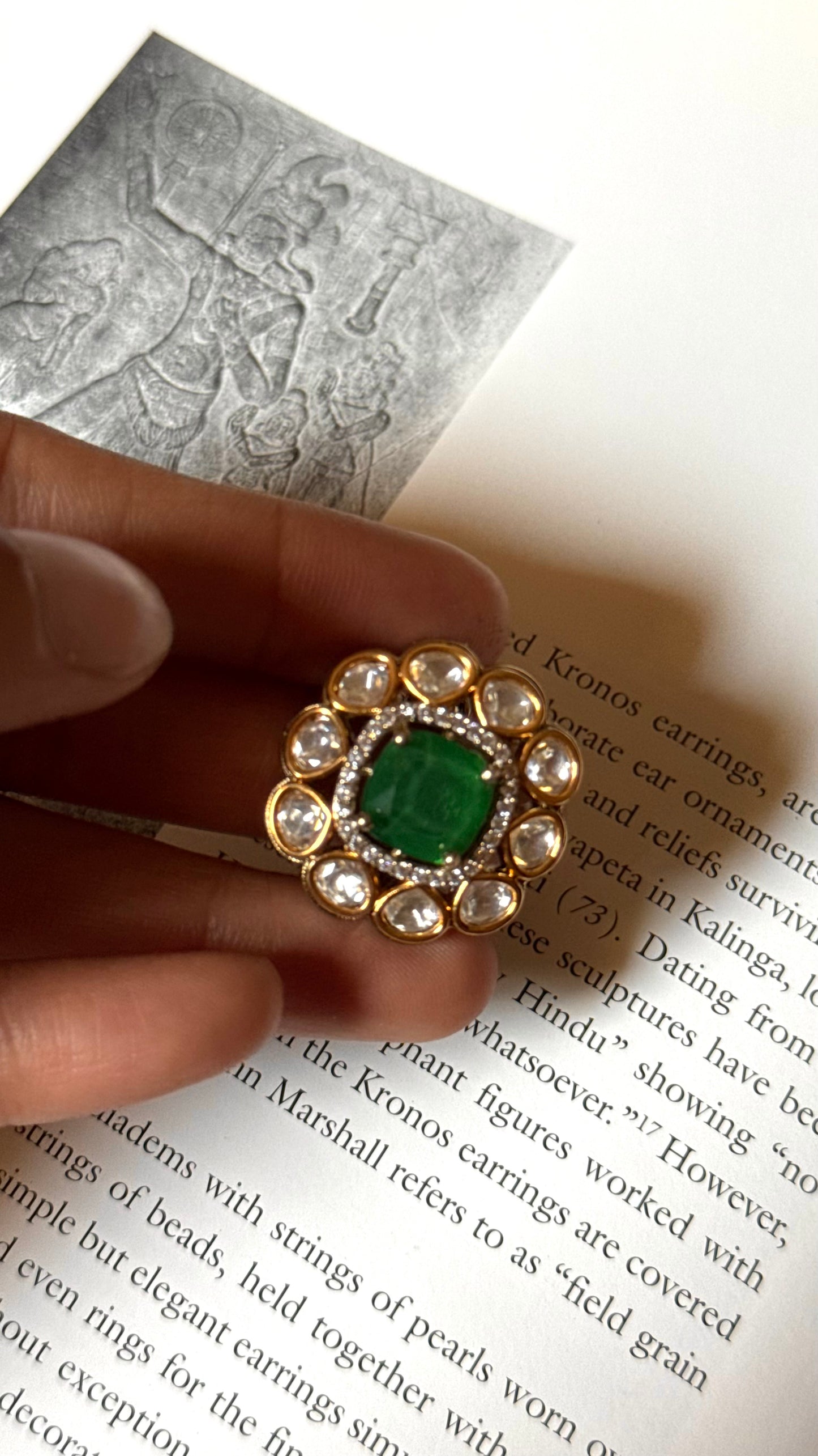 Emerald doublet real moissanite Ring