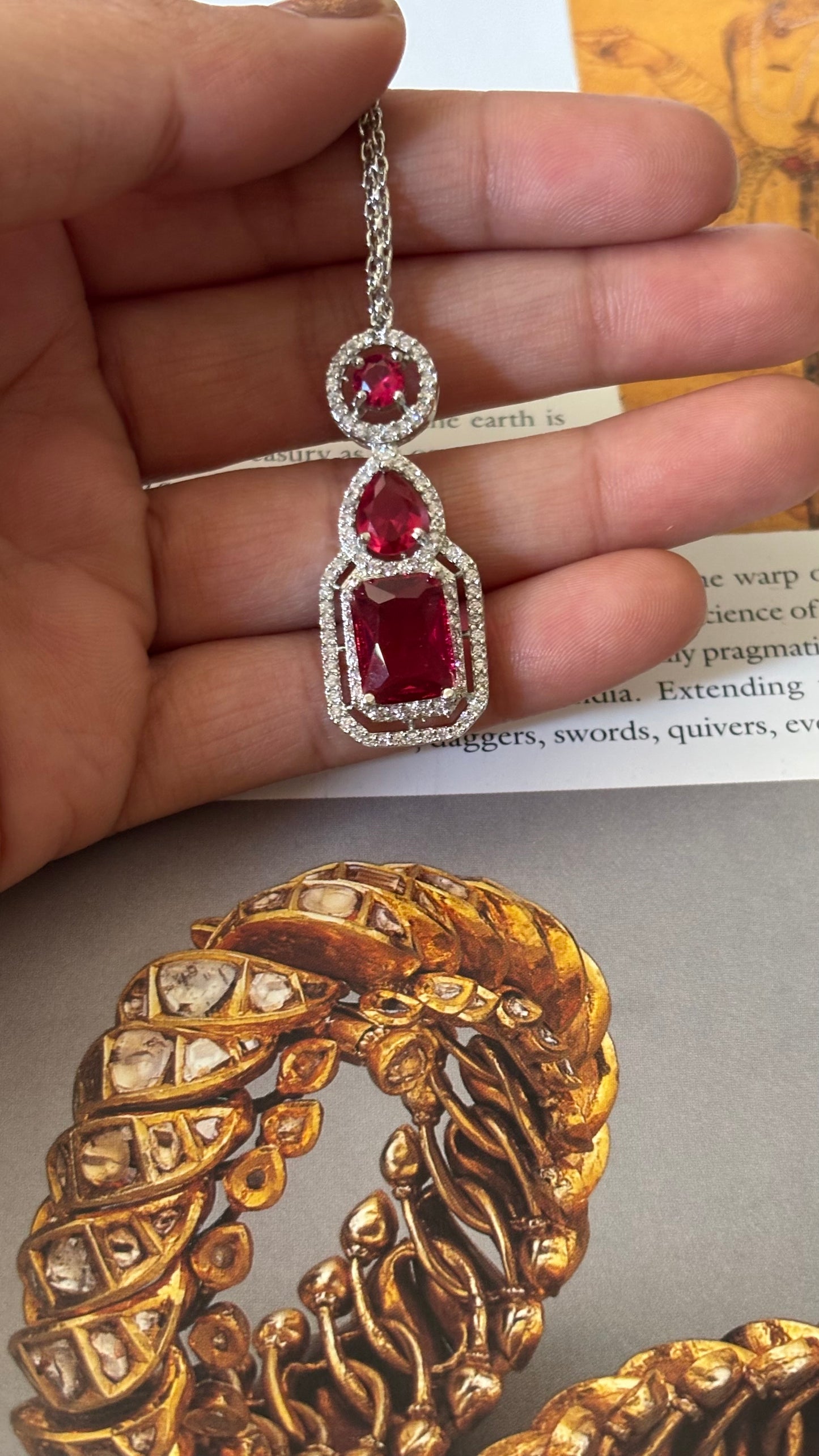 Ruby doublet cz diamond maangtika