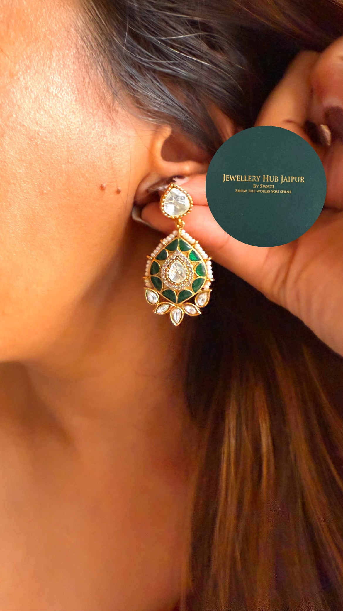 Emerald doublet moissanite & emerald katdana set