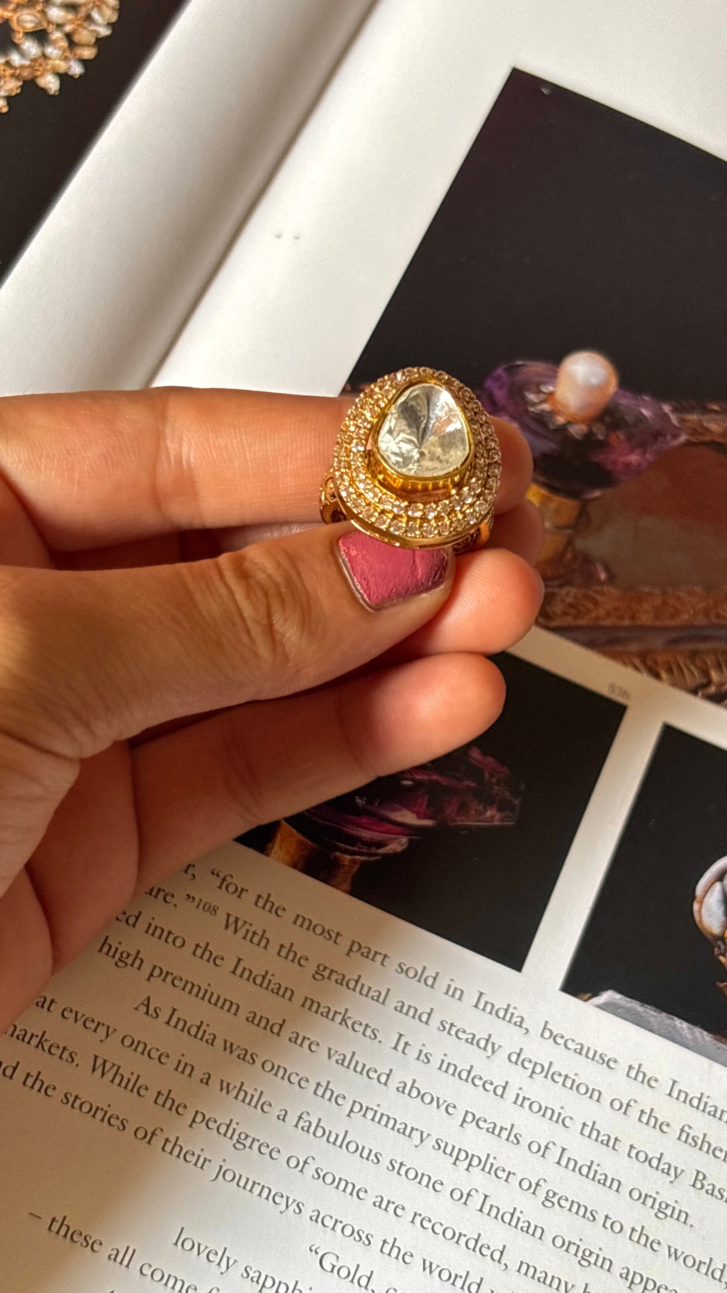 Uncut polki diamond ring