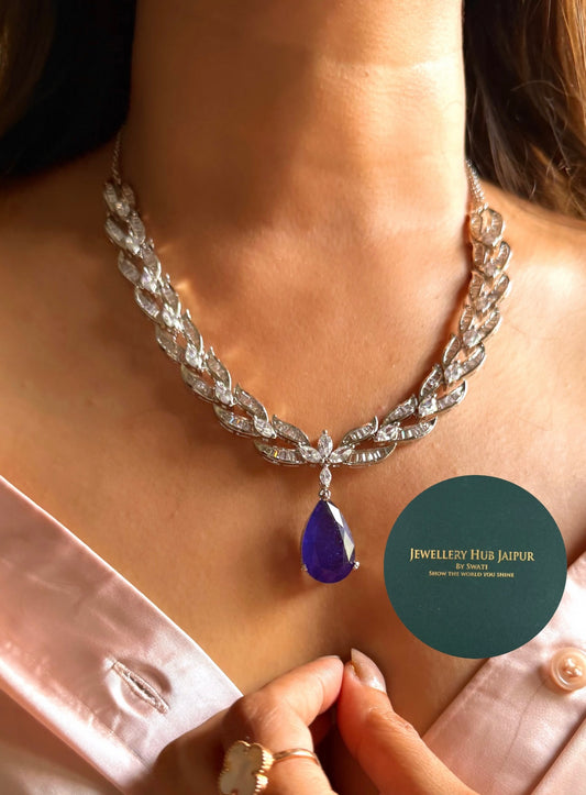 Sapphire doublet drop & diamond chain designer set