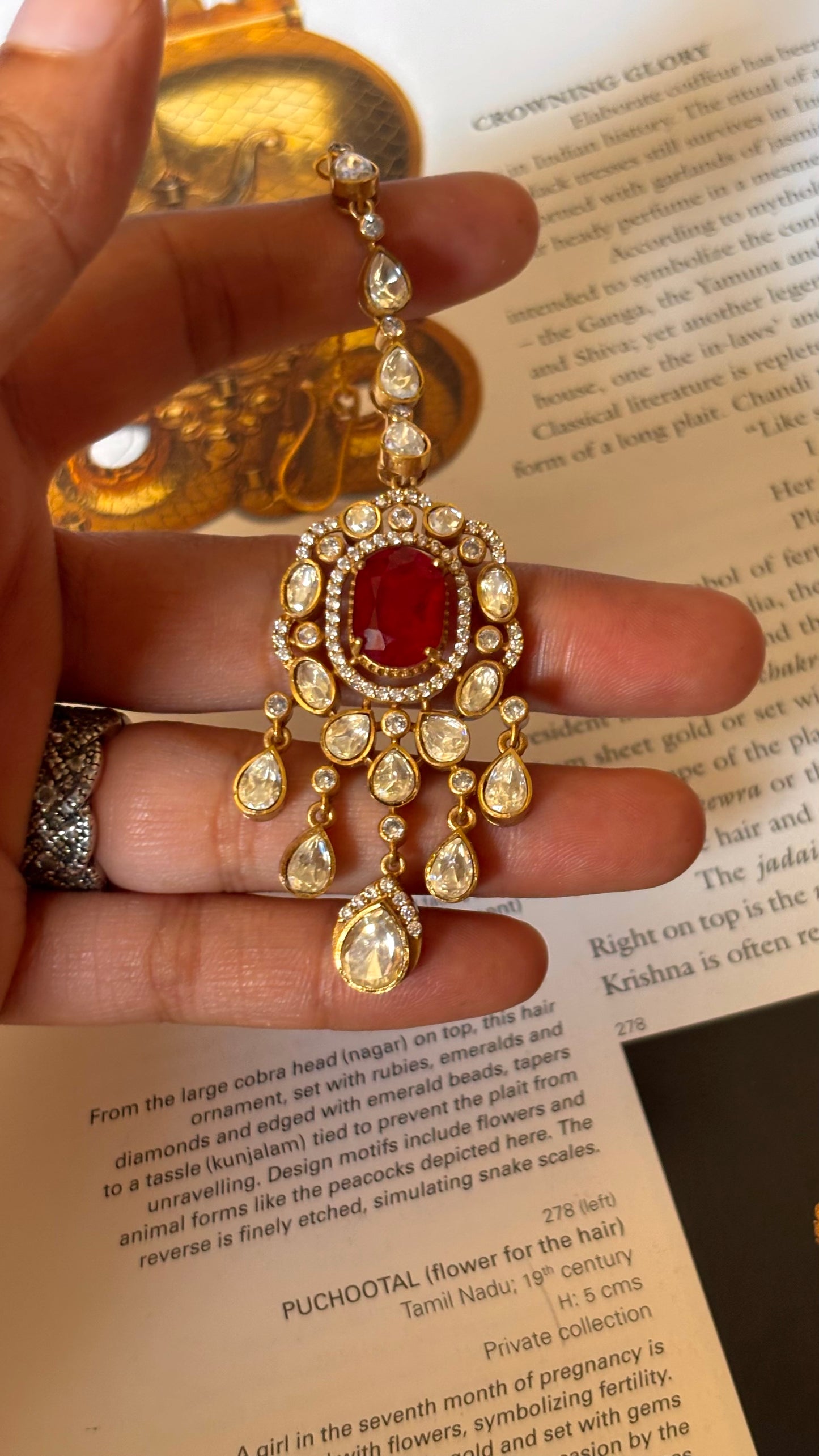 Ruby doublet peeli polki maangtika