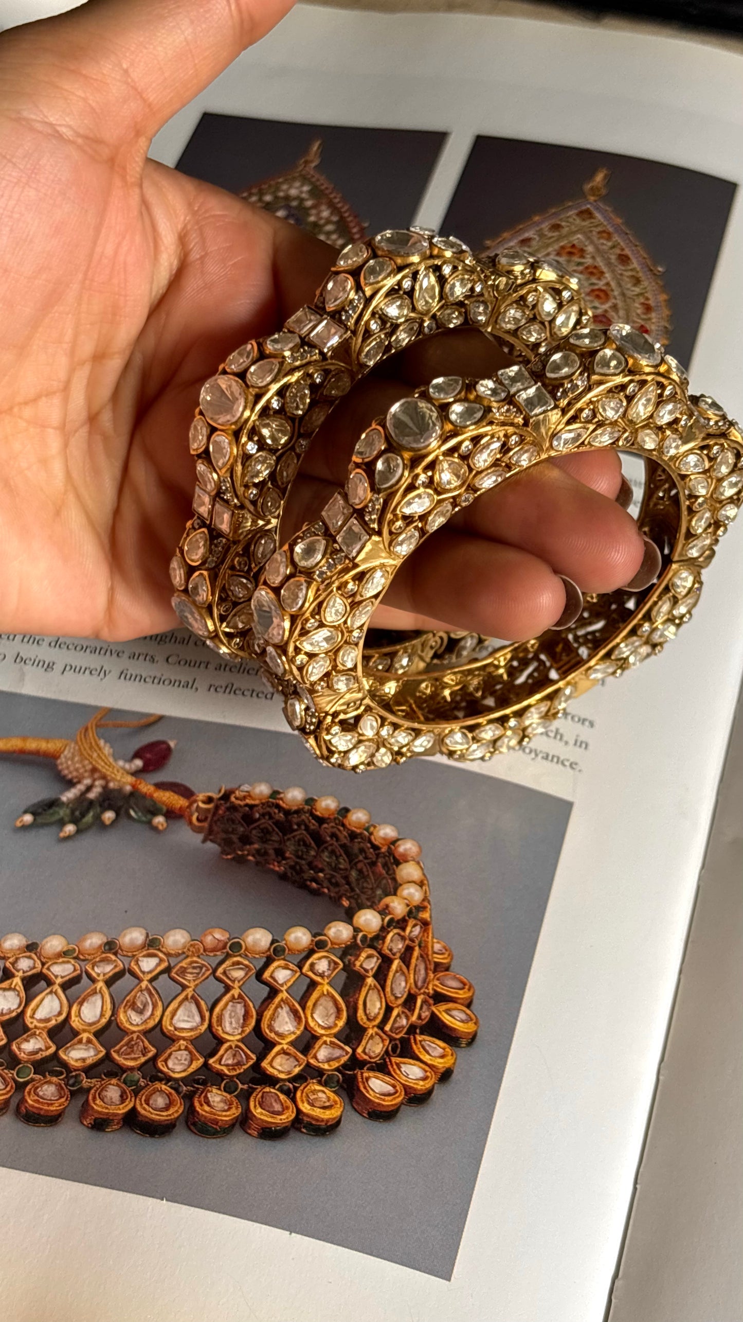 Designer real moissanite peeli polki Bangles