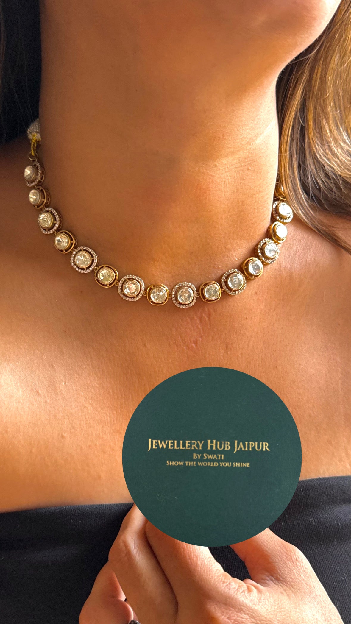 Peeli polki single line Necklace