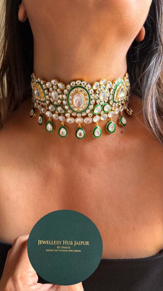 Gold plated meenakari statement Necklace