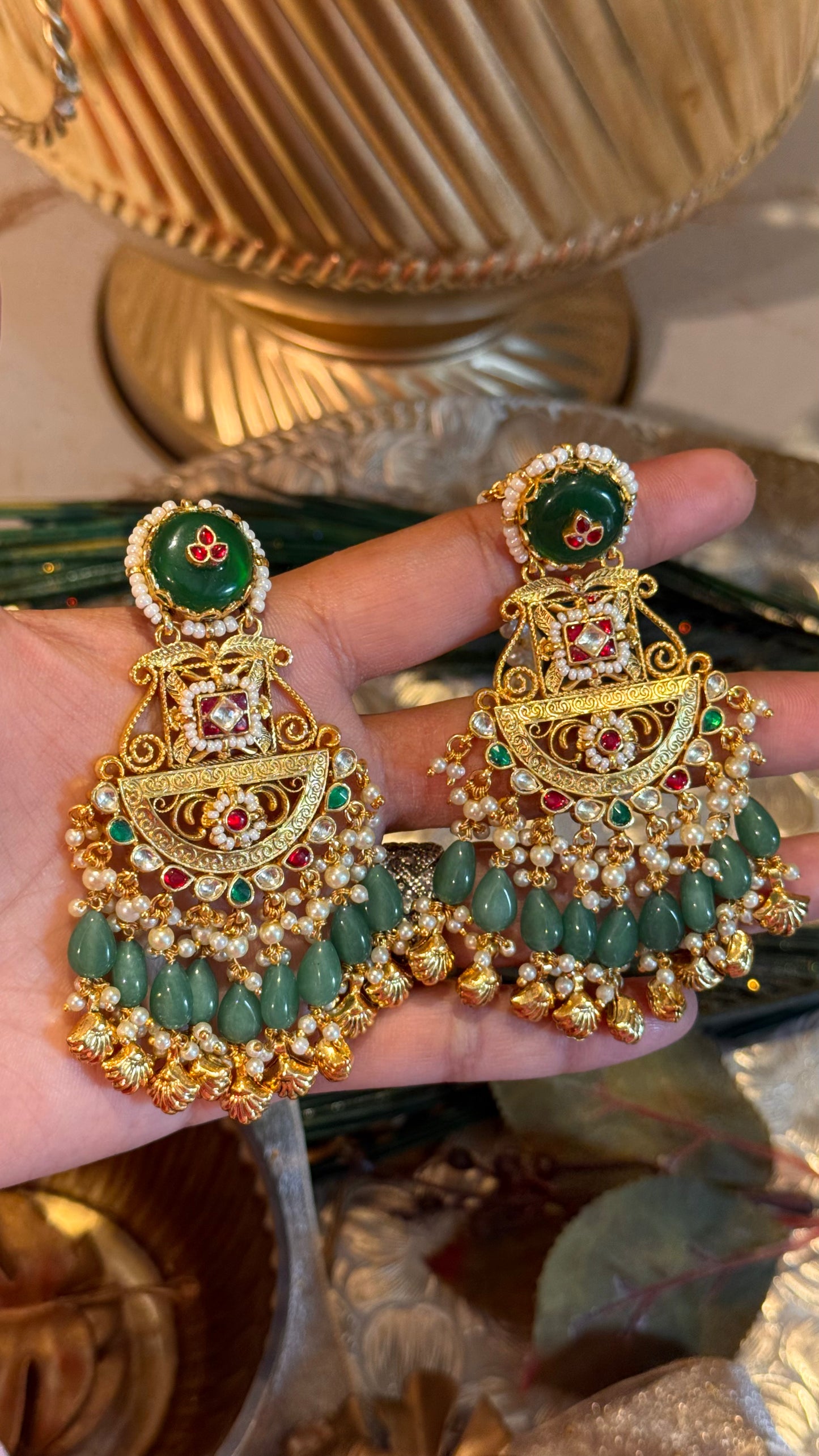 Heritage inlay work handmade chandbali
