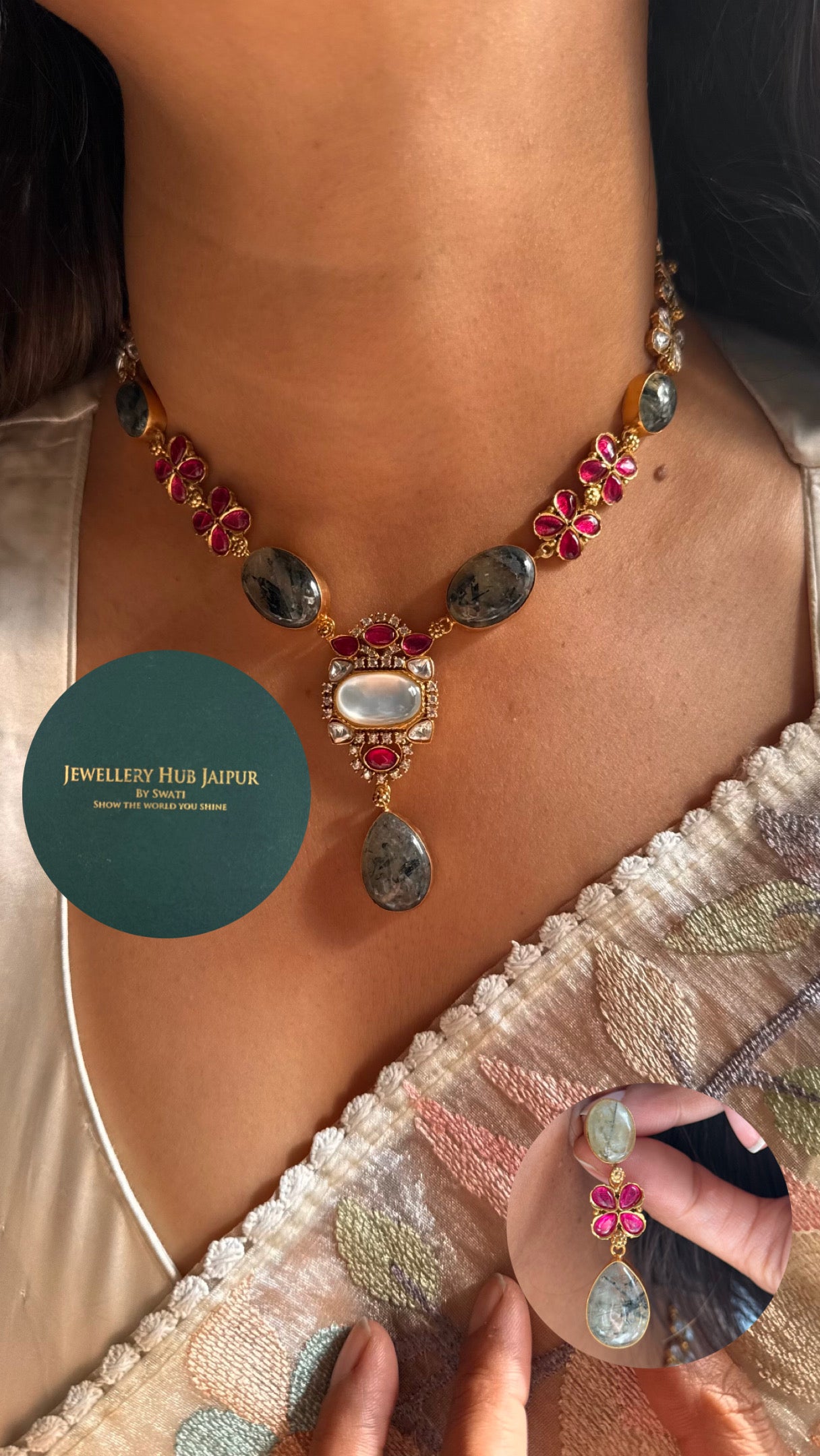 Mother of Pearl & Granite Amrapali Necklace