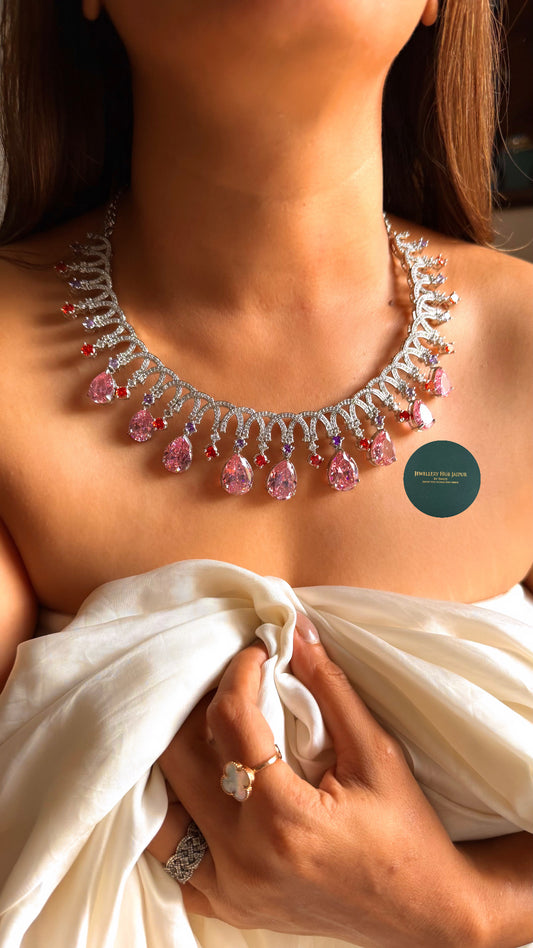 Bvlgari inspired rose quartz diamond set