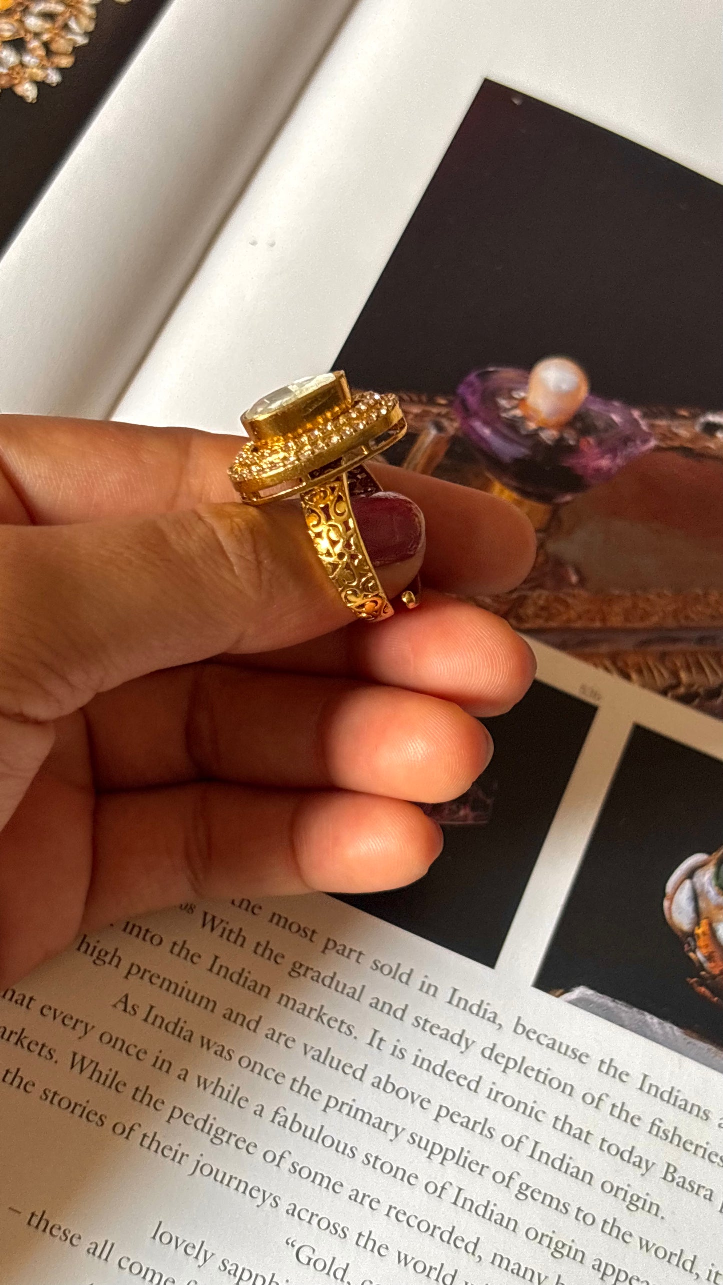 Uncut polki diamond ring