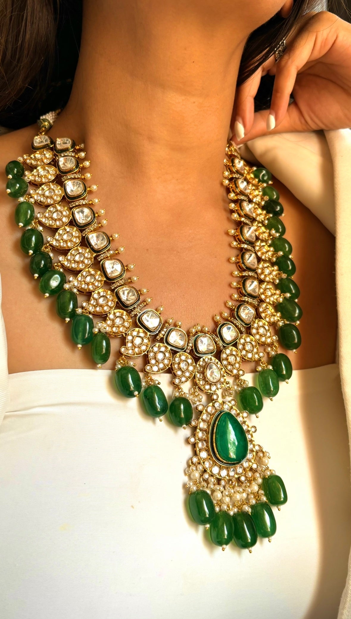 Emerald meenakari heritage rani haar