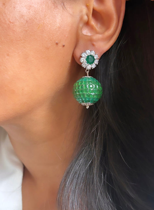EmeraldCZ bomb earrings