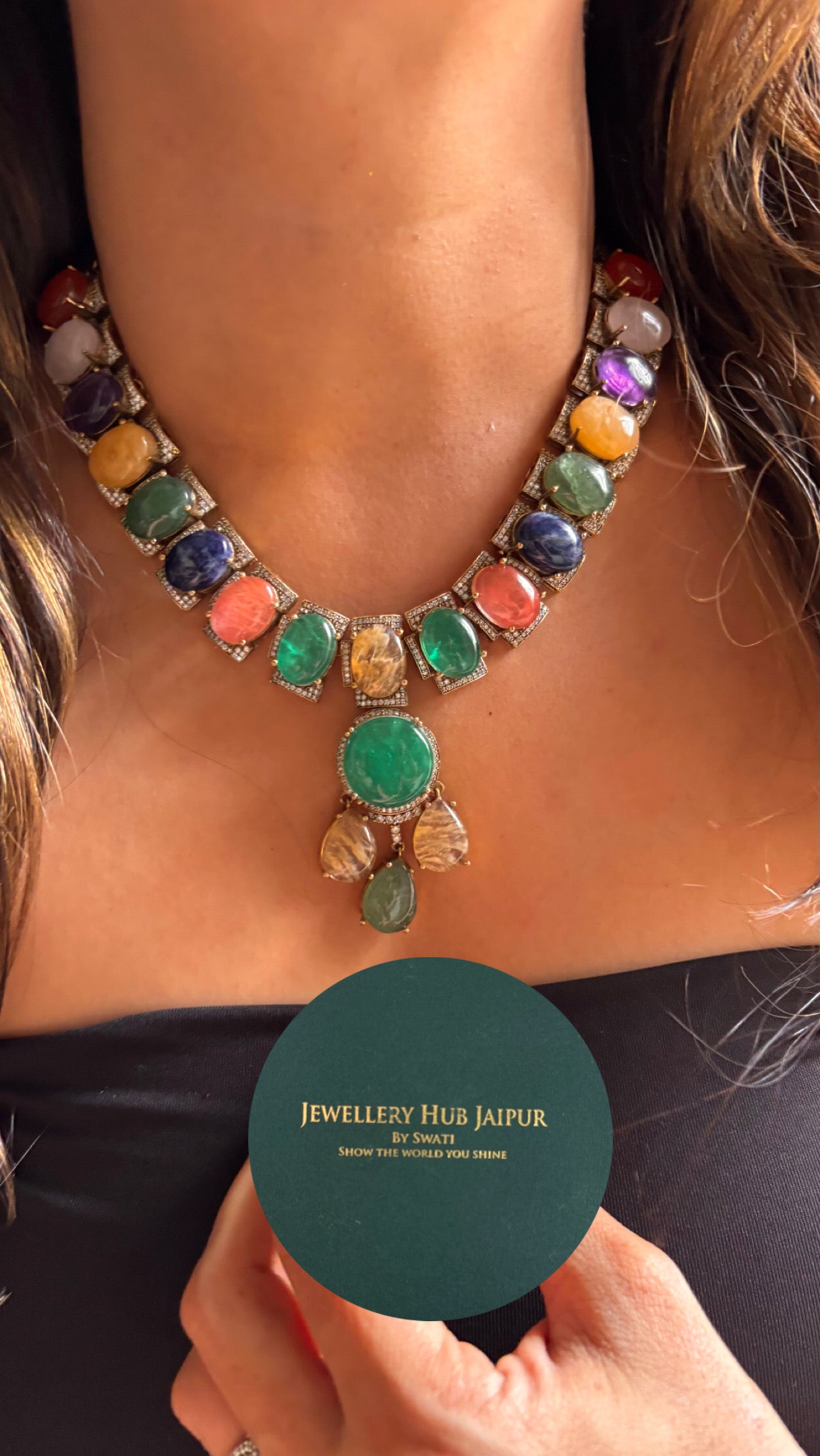 Sabhyasachi inspired multicoloured onyx necklace