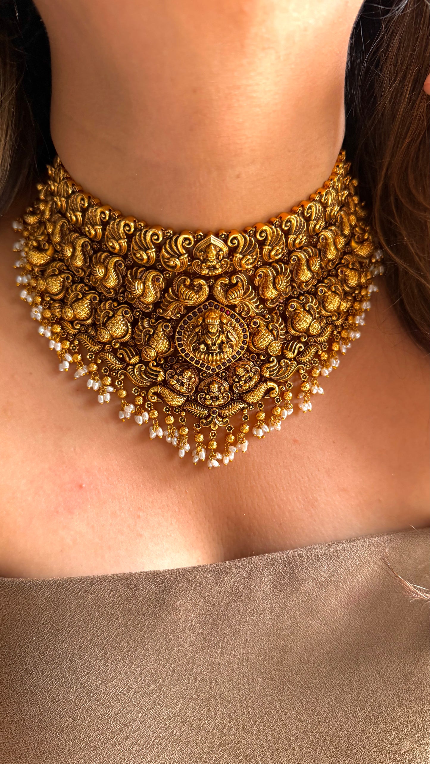 Goddess Laxmi Ruby Nakashee temple necklace