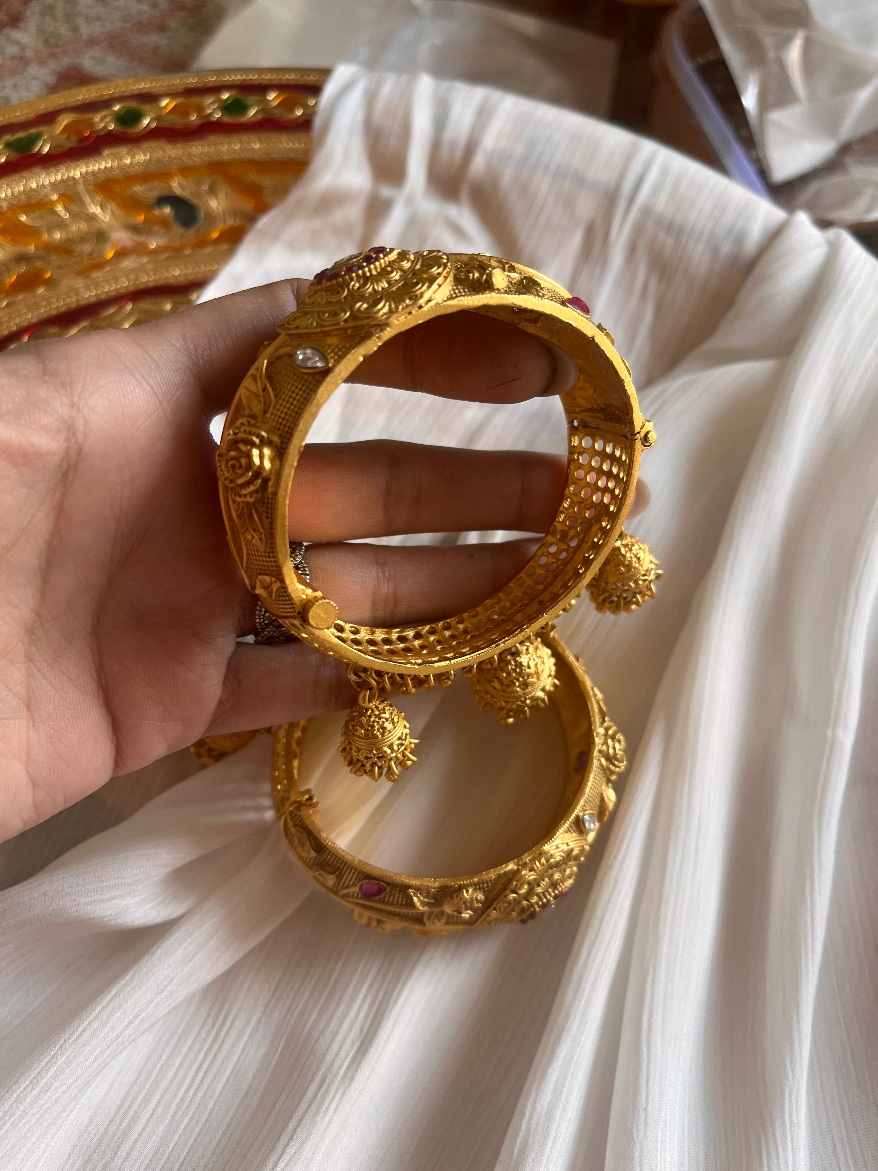 Rajwadi triple jhumki bangles