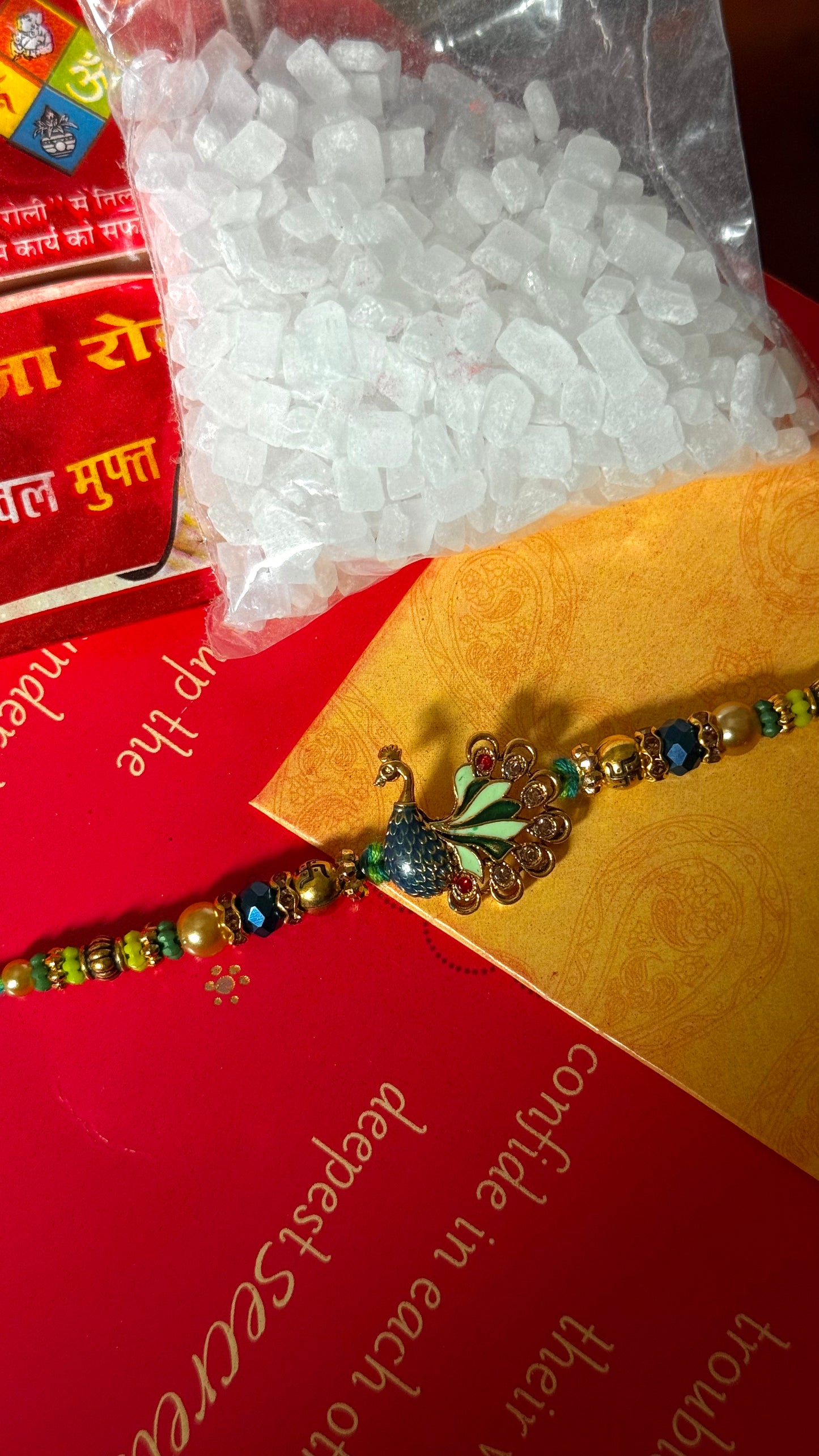 Peacock inspired nakashi rakhi