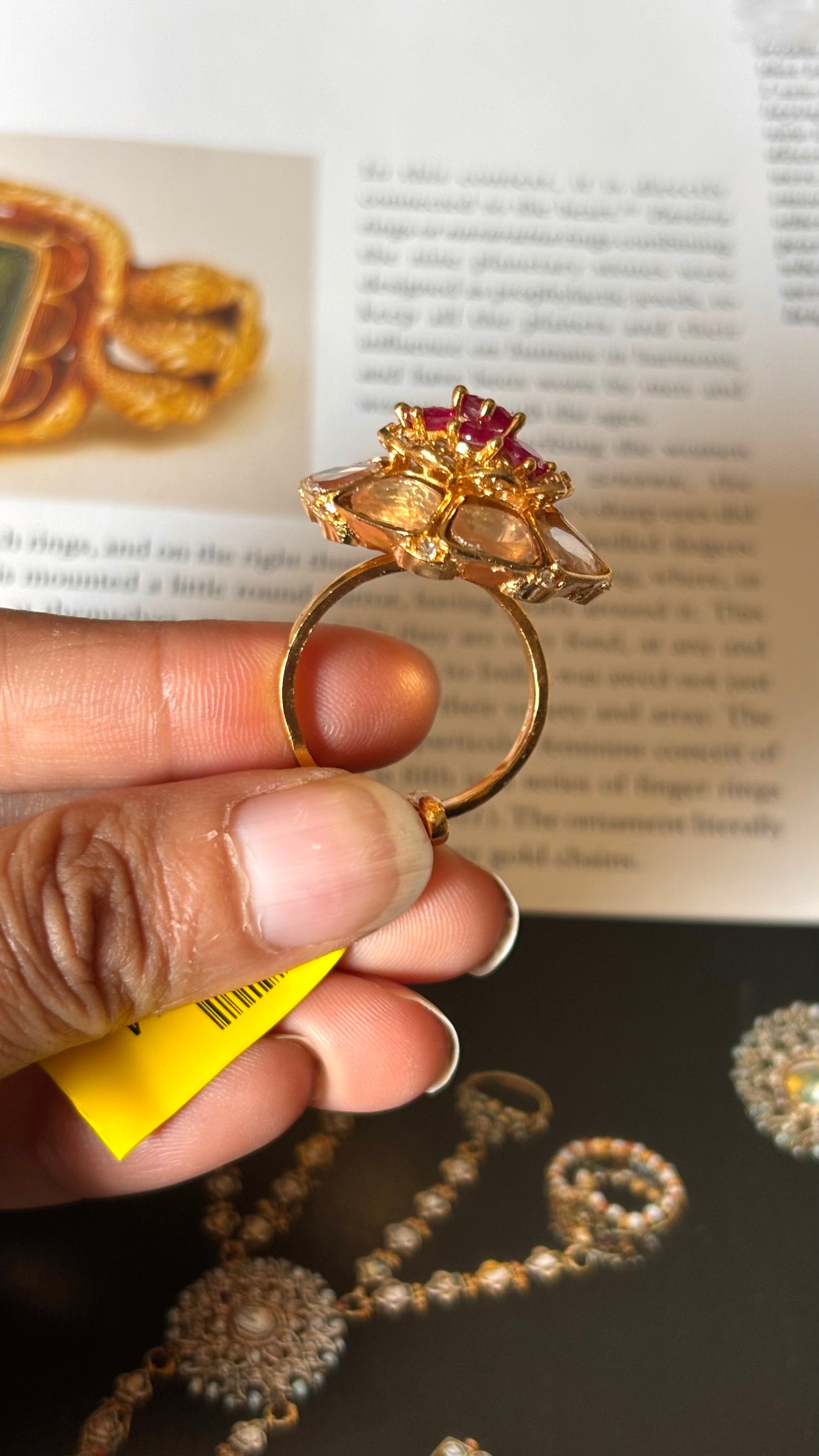 Rani pink ruby doublet stone polki ring